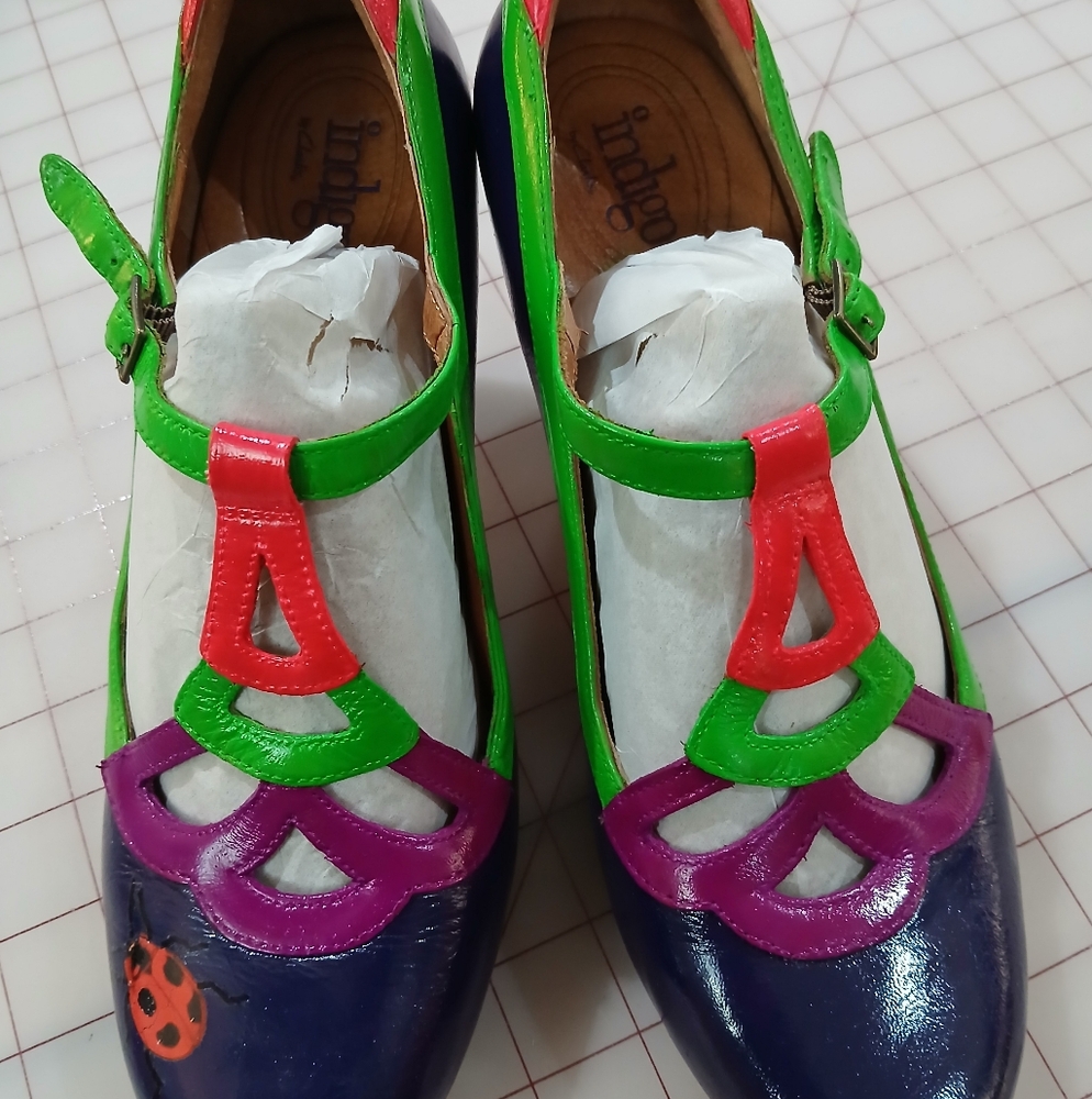 Women's Clark's "Indigo" Whimsical, Hand Painted, Leather Heels